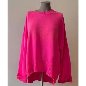 NEW BRODIE CASHMERE women's luxe jamie boyfriend sweater in hot pink
